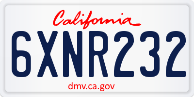 CA license plate 6XNR232