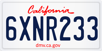 CA license plate 6XNR233