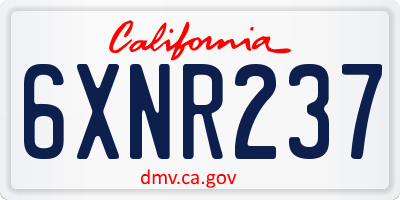 CA license plate 6XNR237
