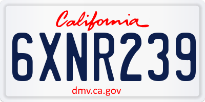 CA license plate 6XNR239
