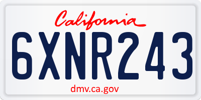 CA license plate 6XNR243