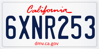 CA license plate 6XNR253
