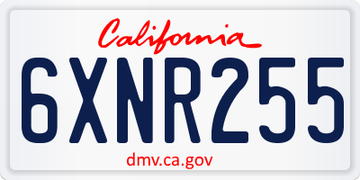 CA license plate 6XNR255