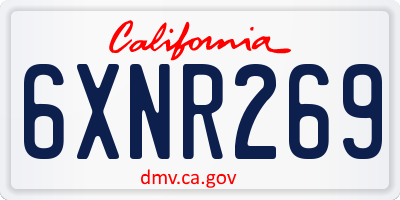CA license plate 6XNR269