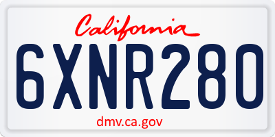 CA license plate 6XNR280