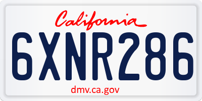 CA license plate 6XNR286