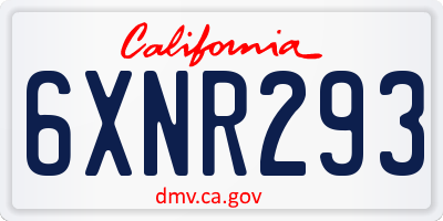CA license plate 6XNR293