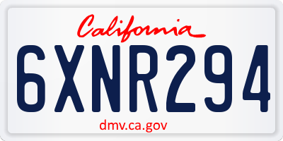 CA license plate 6XNR294
