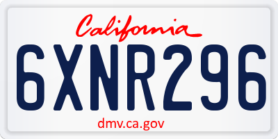 CA license plate 6XNR296