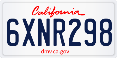 CA license plate 6XNR298