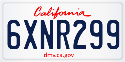CA license plate 6XNR299