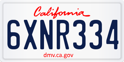 CA license plate 6XNR334