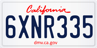 CA license plate 6XNR335