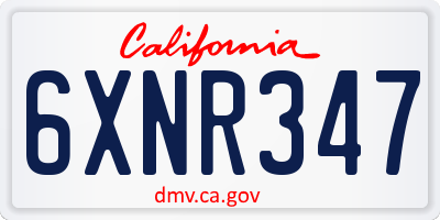 CA license plate 6XNR347