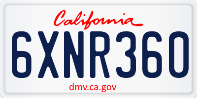 CA license plate 6XNR360