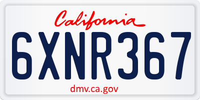 CA license plate 6XNR367