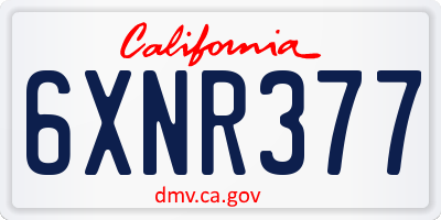 CA license plate 6XNR377