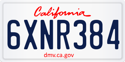 CA license plate 6XNR384