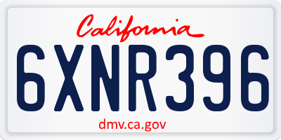 CA license plate 6XNR396