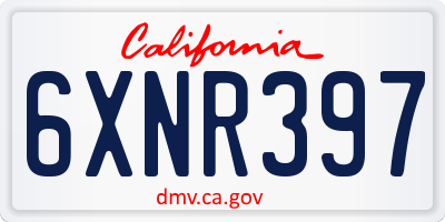 CA license plate 6XNR397