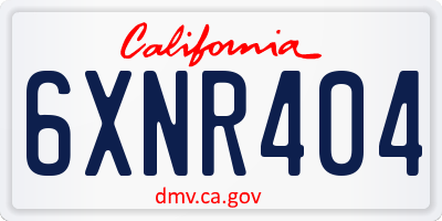 CA license plate 6XNR404