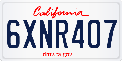 CA license plate 6XNR407