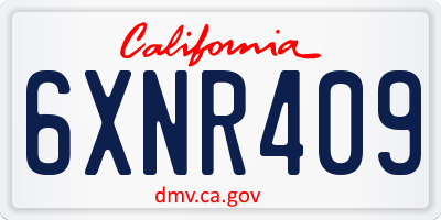 CA license plate 6XNR409