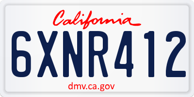 CA license plate 6XNR412