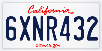 CA license plate 6XNR432