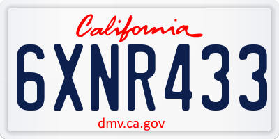 CA license plate 6XNR433
