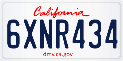 CA license plate 6XNR434