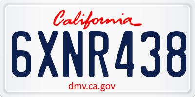 CA license plate 6XNR438