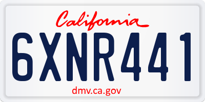 CA license plate 6XNR441