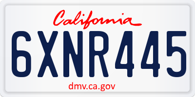 CA license plate 6XNR445