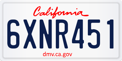 CA license plate 6XNR451