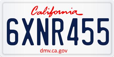 CA license plate 6XNR455