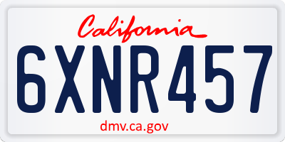 CA license plate 6XNR457