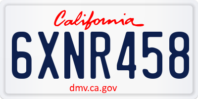CA license plate 6XNR458