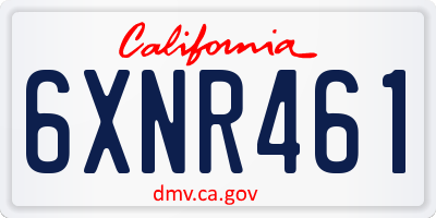 CA license plate 6XNR461