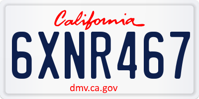 CA license plate 6XNR467