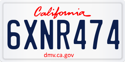 CA license plate 6XNR474