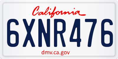 CA license plate 6XNR476