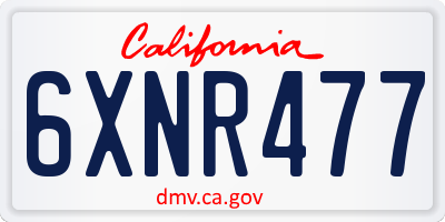 CA license plate 6XNR477