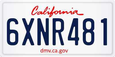 CA license plate 6XNR481