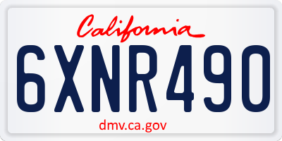 CA license plate 6XNR490