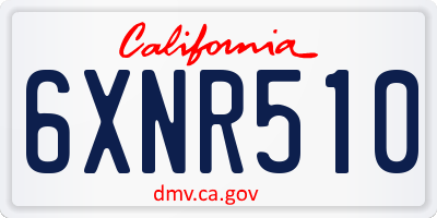 CA license plate 6XNR510