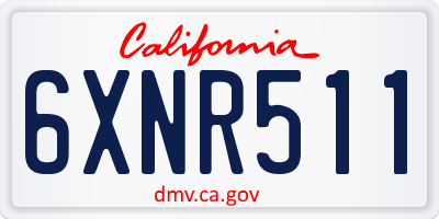 CA license plate 6XNR511