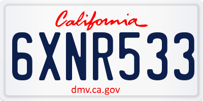 CA license plate 6XNR533