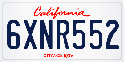CA license plate 6XNR552