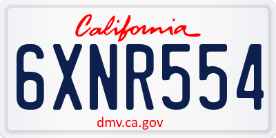 CA license plate 6XNR554